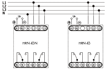 Схема подключения HRN-43, HRN-43N