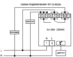 Схема подключения терморегулятора 30а